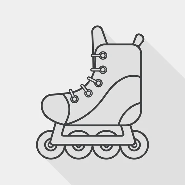 Patines de ruedas icono plano con sombra larga, icono de línea — Archivo Imágenes Vectoriales