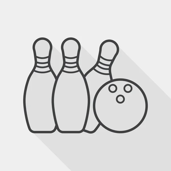 Bowling icono plano con sombra larga, icono de línea — Vector de stock
