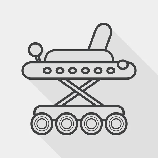 Baby walker icono plano con sombra larga, icono de línea — Vector de stock