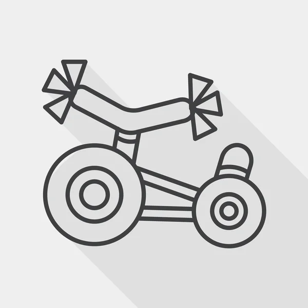 Triciclo per bambini icona piatta con lunga ombra, icona della linea — Vettoriale Stock