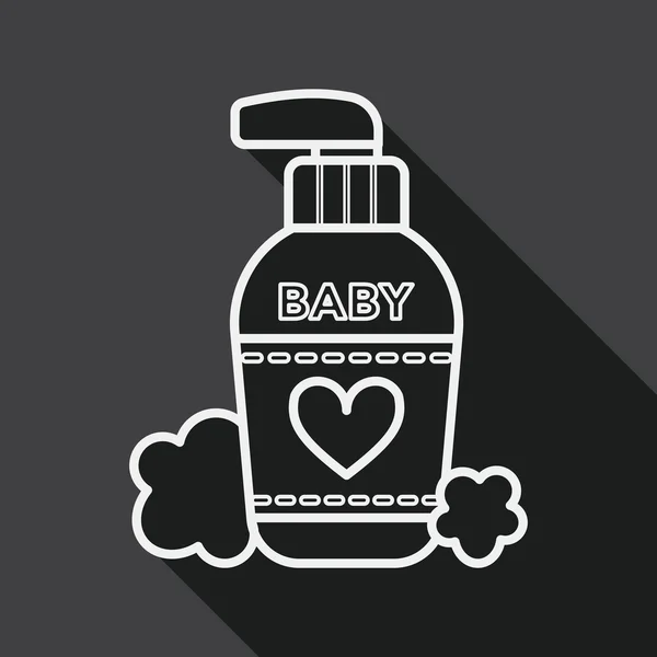 長い影、線アイコンの赤ちゃん化粧品フラット アイコン — ストックベクタ