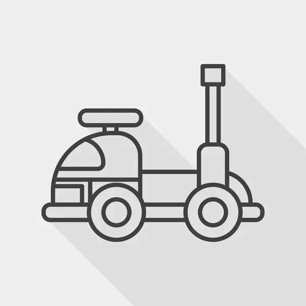Speelgoed auto platte pictogram met lange schaduw, lijn pictogram — Stockvector