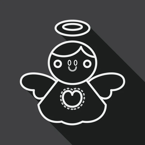 Ángel icono plano con sombra larga, eps 10, icono de línea — Vector de stock