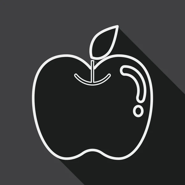 Apfel flaches Symbol mit langem Schatten, Liniensymbol — Stockvektor