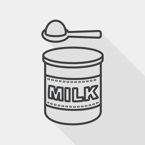 Leite em pó ícone de alimentos lácteos plana com sombra longa, eps 10, ícone de linha — Vetor de Stock