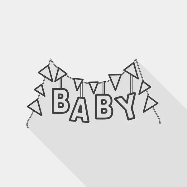 Babyparty flaches Symbol mit langem Schatten, Folge 10, Zeilensymbol — Stockvektor