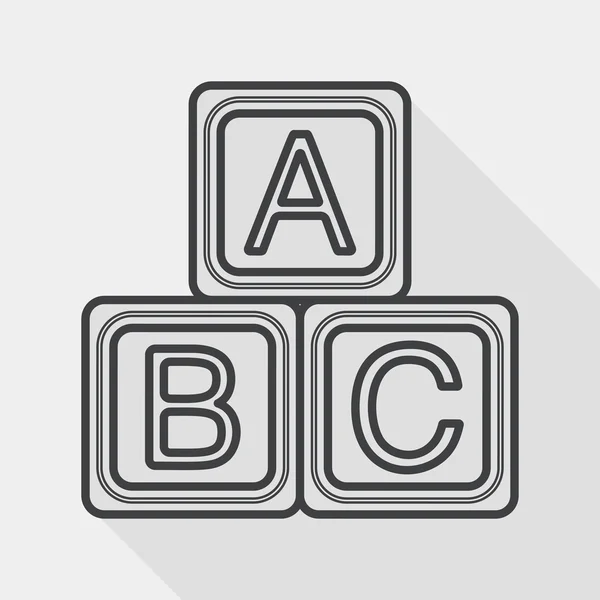 ABC bloki płaski ikona z długi cień, Eps 10, linia ikona — Wektor stockowy