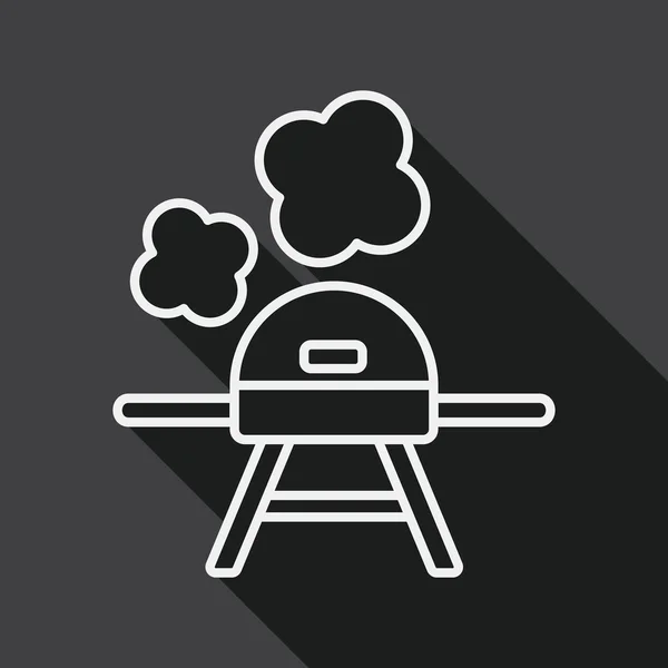 Barbacoa icono plano con sombra larga, icono de línea — Vector de stock