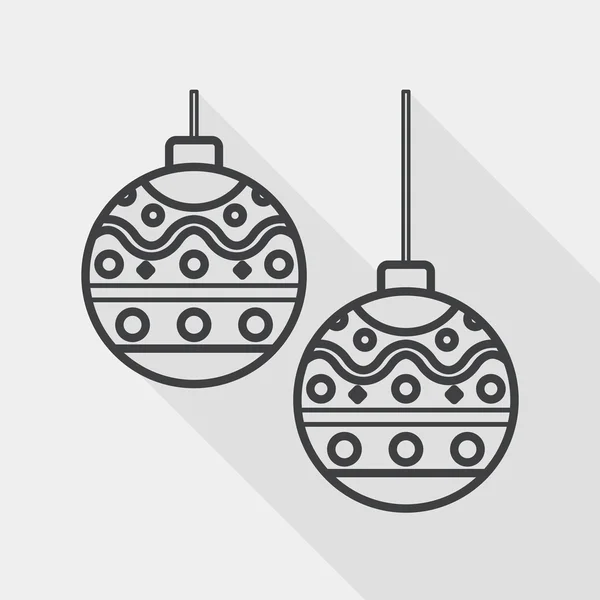 Bola de navidad icono plano con sombra larga, icono de línea — Vector de stock