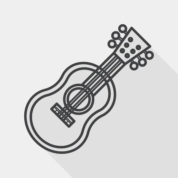 Guitar flat icon with long shadow, line icon — Stock Vector