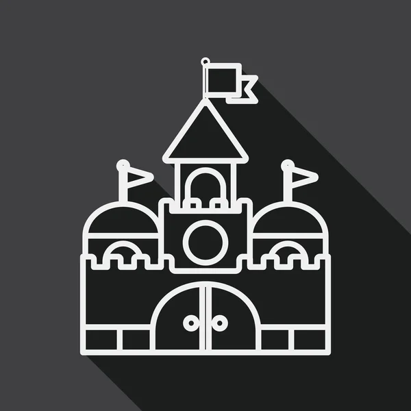 Costruire castello icona piatta con lunga ombra, icona di linea — Vettoriale Stock