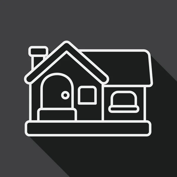 Building house flat icon with long shadow, line icon — Stock Vector