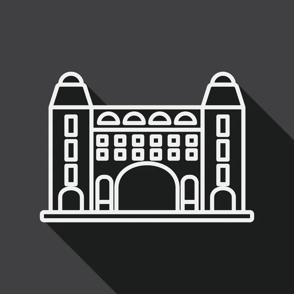 Edificio icono plano con sombra larga, icono de línea — Archivo Imágenes Vectoriales