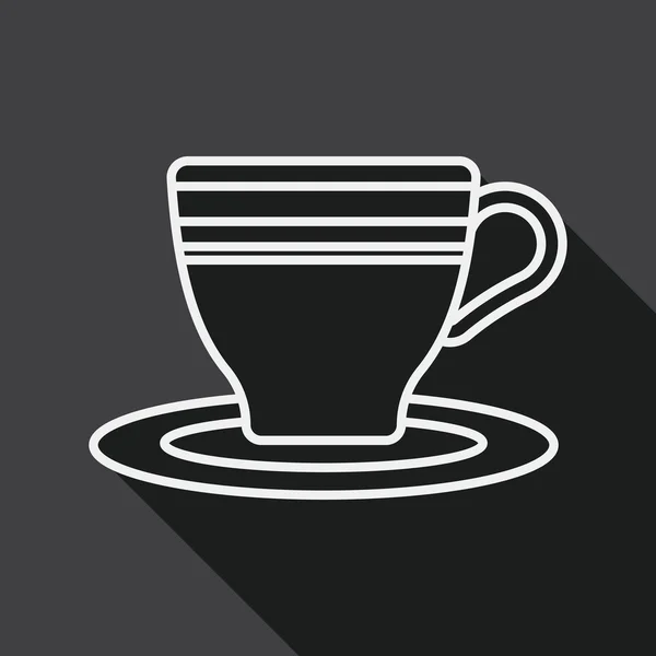 Koffie beker platte pictogram met lange schaduw, lijn pictogram — Stockvector