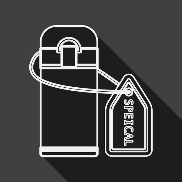 Waterfles platte pictogram met lange schaduw, lijn pictogram — Stockvector