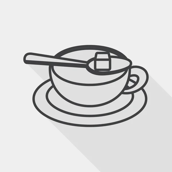Café icône plate avec ombre longue, icône de ligne — Image vectorielle