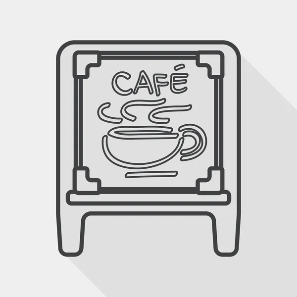 Café enseigne icône plate avec ombre longue, icône de ligne — Image vectorielle