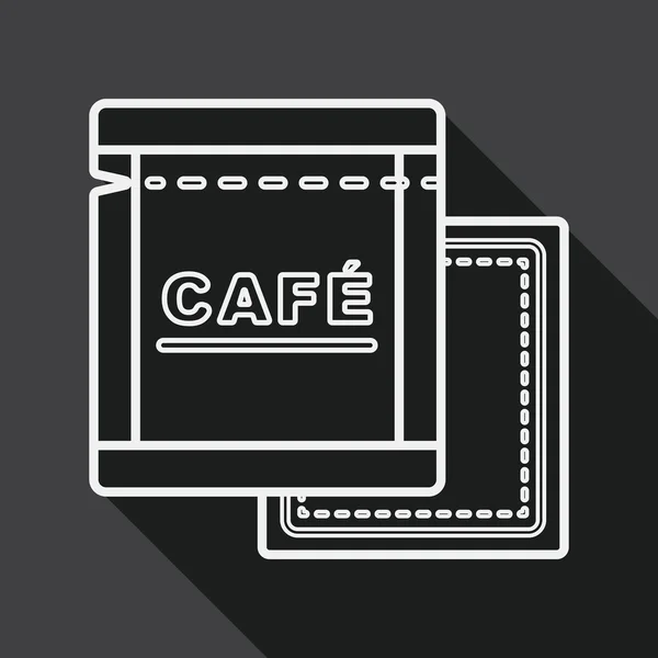 Bolsa de café icono plano con sombra larga, icono de línea — Vector de stock