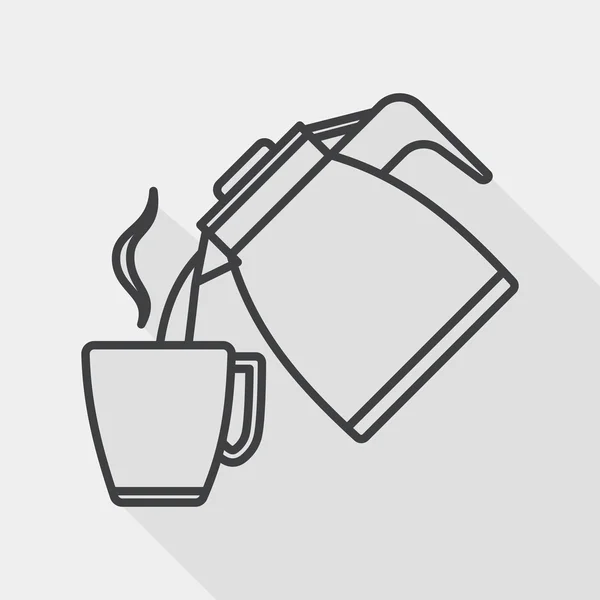 Té caliente icono plano con sombra larga, icono de línea — Archivo Imágenes Vectoriales