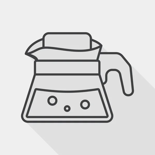 Bouilloire à café icône plate avec ombre longue, icône de ligne — Image vectorielle