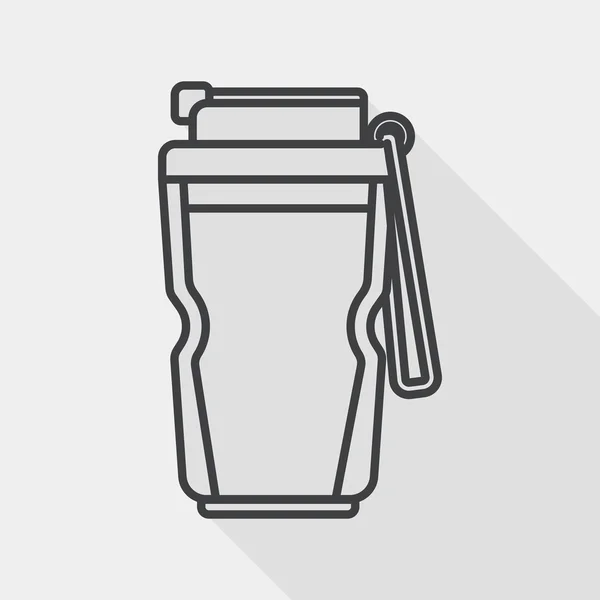 Ícone plano de garrafa de água com sombra longa, ícone de linha — Vetor de Stock