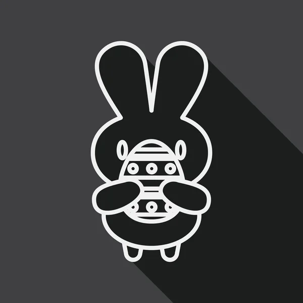 Lapin de Pâques icône plate avec ombre longue, icône de ligne — Image vectorielle