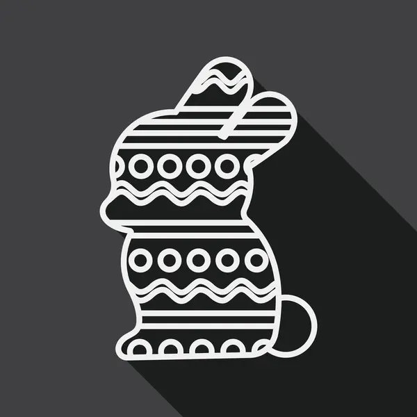Lapin de Pâques icône plate avec ombre longue, icône de ligne — Image vectorielle