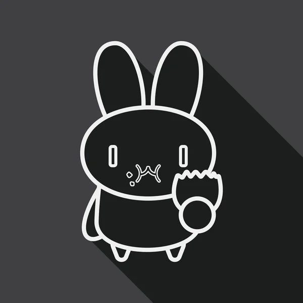 Easter bunny ícone plano com sombra longa, ícone de linha — Vetor de Stock