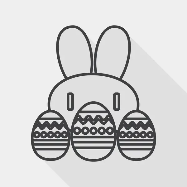 Velikonoční zajíček ploché ikony s dlouhý stín, linie ikonu — Stockový vektor