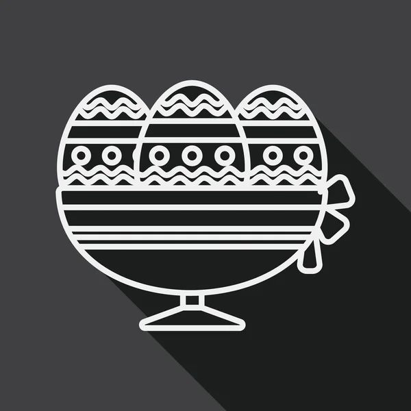 Oeuf de Pâques icône plate avec ombre longue, icône de ligne — Image vectorielle