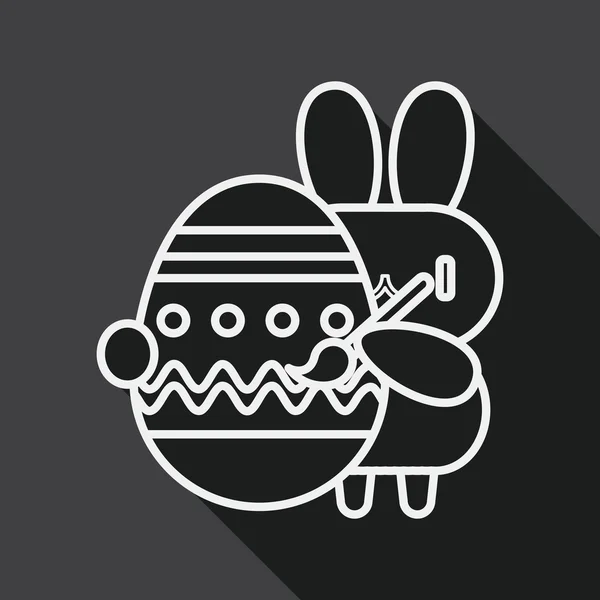 Velikonoční zajíček ploché ikony s dlouhý stín, linie ikonu — Stockový vektor