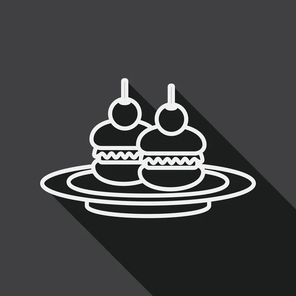 Sandwich flat ikonen med långa skugga, linje-ikonen — Stock vektor