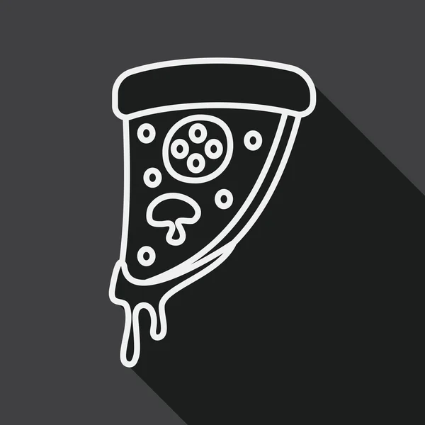 Ícone de pizza plana com sombra longa, ícone de linha — Vetor de Stock