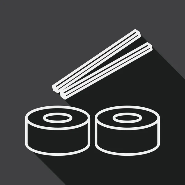 Icono plano de sushi con sombra larga, icono de línea — Archivo Imágenes Vectoriales