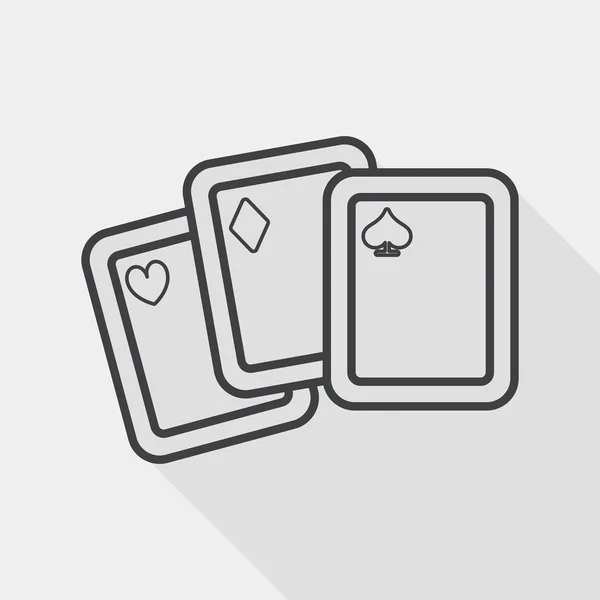 Speelkaarten flat pictogram met lange schaduw, lijn pictogram — Stockvector