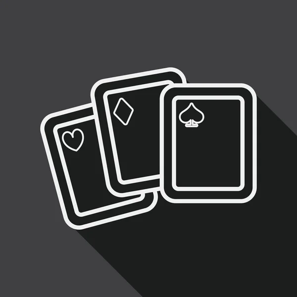 Jugar a las cartas icono plano con sombra larga, icono de línea — Archivo Imágenes Vectoriales