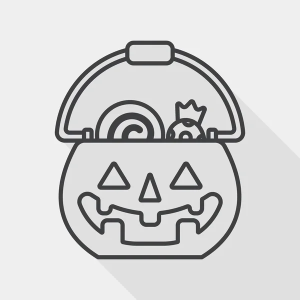 Halloween calabaza en forma de caja plana icono con sombra larga, eps10, icono de línea — Vector de stock