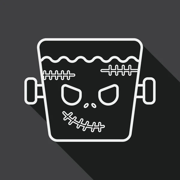 Frankenstein lapos ikon a hosszú árnyék, sor ikon — Stock Vector