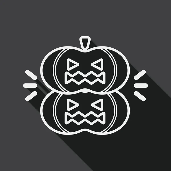 Monstruo de calabaza icono plano con sombra larga, icono de línea — Vector de stock