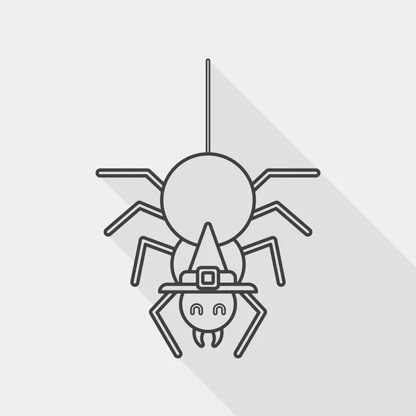 Halloween Spider flat ikonen med långa skugga, linje-ikonen — Stock vektor