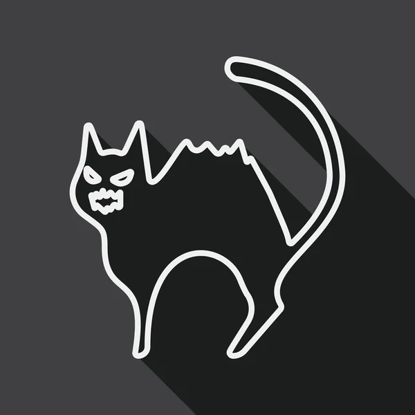 Evil cat flat icon with long shadow, line icon — Stock Vector