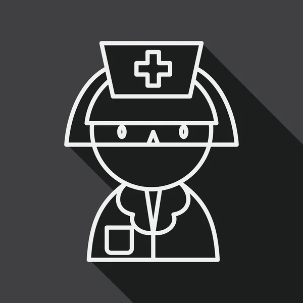 Infermiere di medicina icona piatta con lunga ombra, icona linea — Vettoriale Stock
