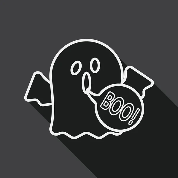 Ghost platte pictogram met lange schaduw, lijn pictogram — Stockvector