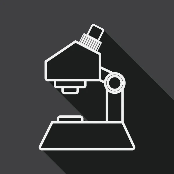 Ícone plano microscópio com sombra longa, ícone de linha — Vetor de Stock