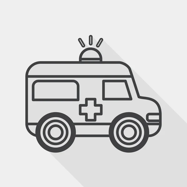 Ambulancia icono plano con sombra larga, icono de línea — Vector de stock