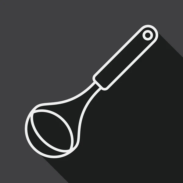 Kuchyňské lžíce rovné ikona s dlouhý stín, linie ikonu — Stockový vektor