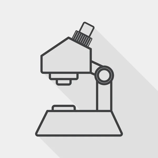 Ícone plano microscópio com sombra longa, ícone de linha — Vetor de Stock