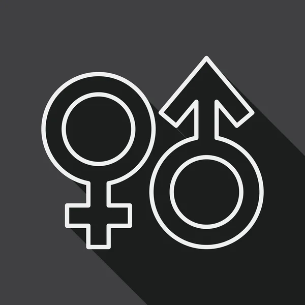 Symbole de genre icône plate avec ombre longue, icône de ligne — Image vectorielle