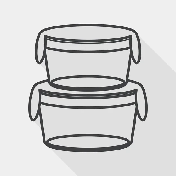 Ustensiles de cuisine préservant conteneur icône plate avec ombre longue, eps1, icône de ligne — Image vectorielle