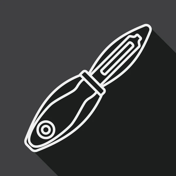 Couteau à fruits ustensiles de cuisine icône plate avec ombre longue, icône de ligne — Image vectorielle